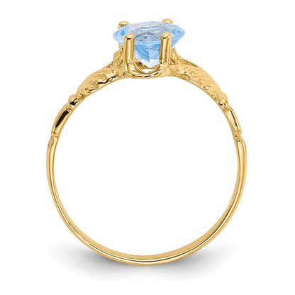 10K Gelbgold March Geburtsstein Claddagh Ring