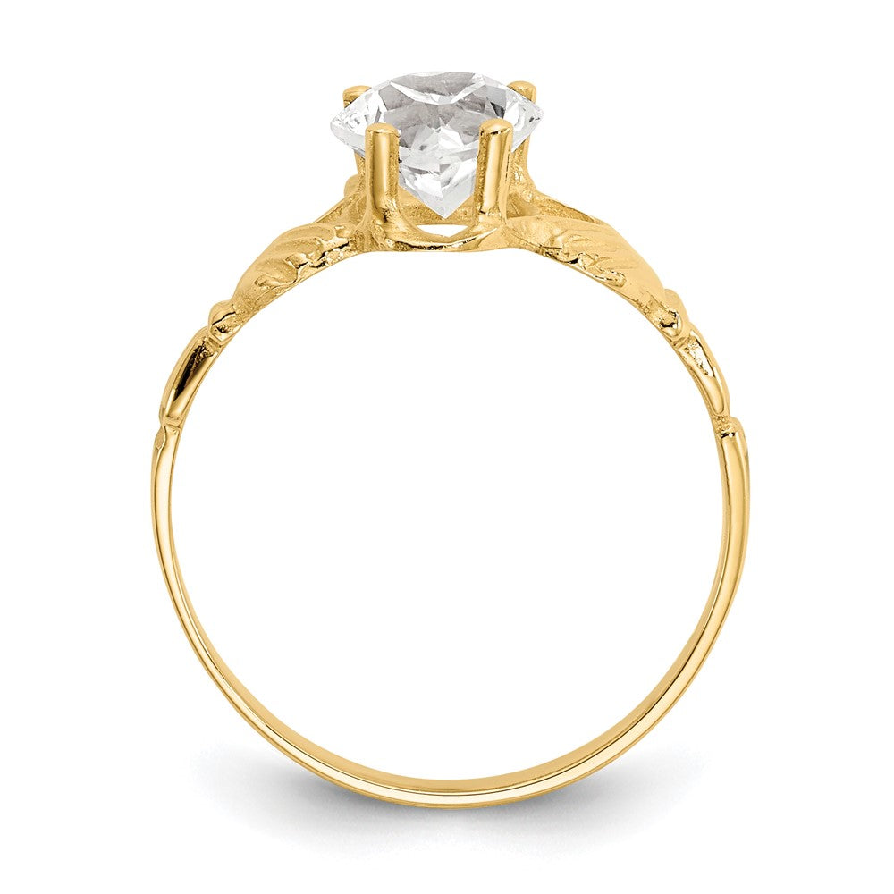 10K Gelbgold April Geburtsstein Claddagh Ring
