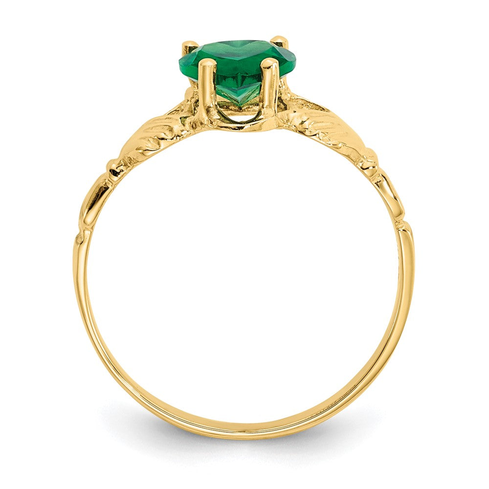 10K Gelbgold May Geburtsstein Claddagh Ring