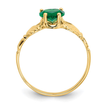 10K Gelbgold May Geburtsstein Claddagh Ring