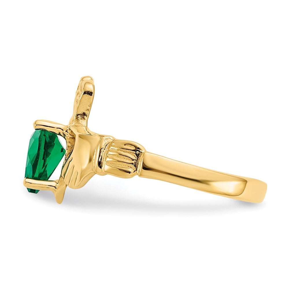 10K Gelbgold May Geburtsstein Claddagh Ring