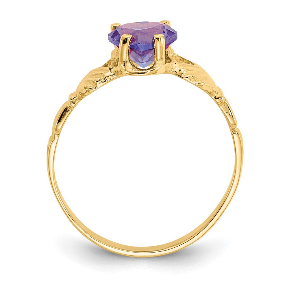 10K Gelbgold June Geburtsstein Claddagh Ring