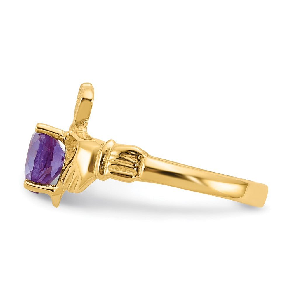 10K Gelbgold June Geburtsstein Claddagh Ring