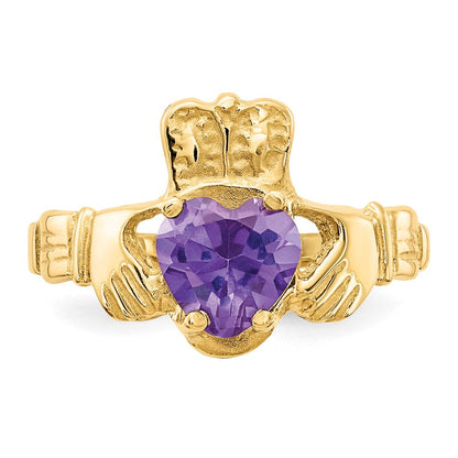 10K Gelbgold June Geburtsstein Claddagh Ring