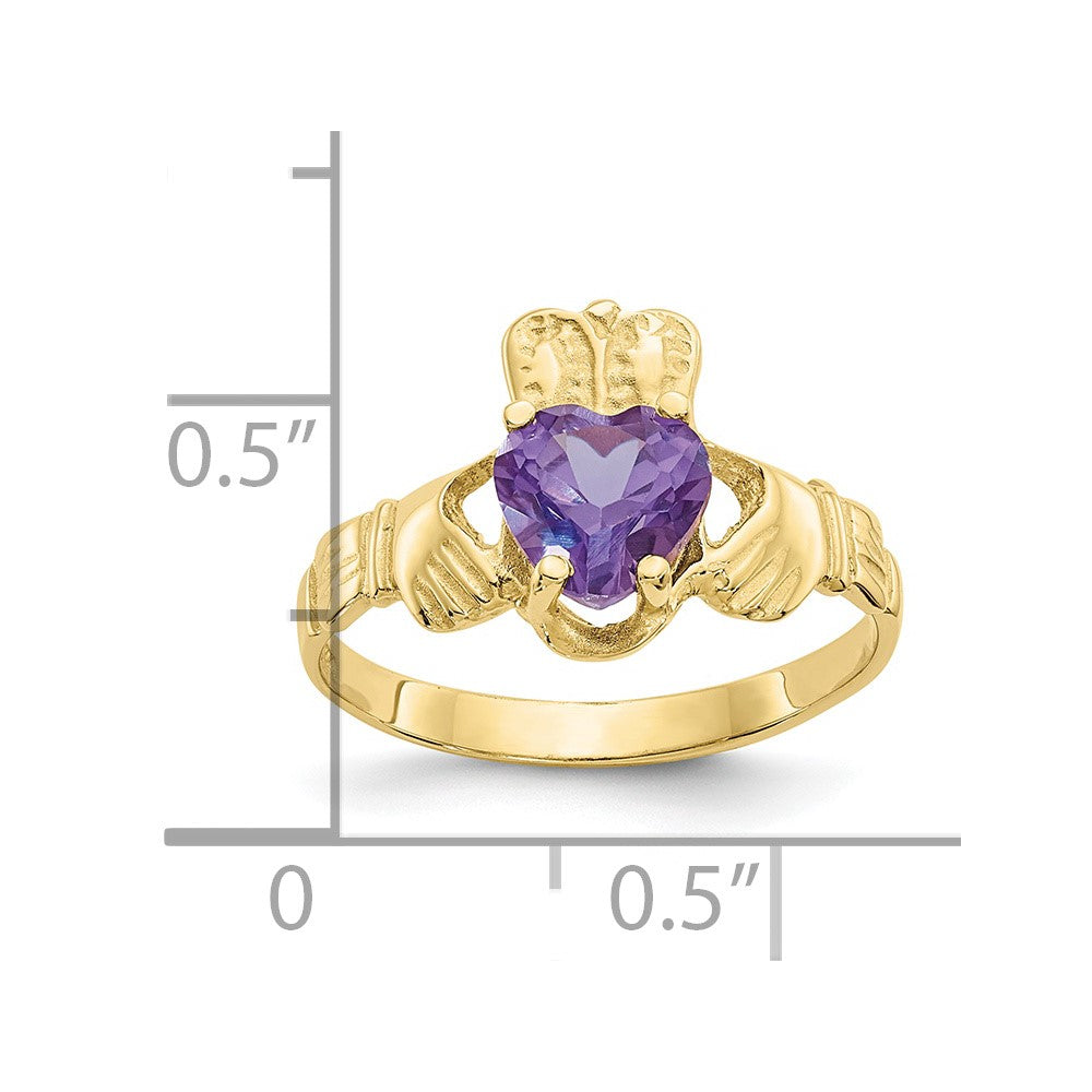 10K Gelbgold June Geburtsstein Claddagh Ring