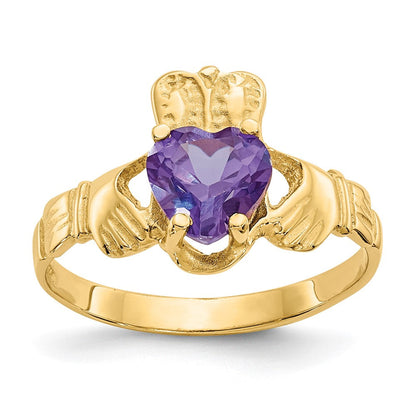 10K Gelbgold June Geburtsstein Claddagh Ring