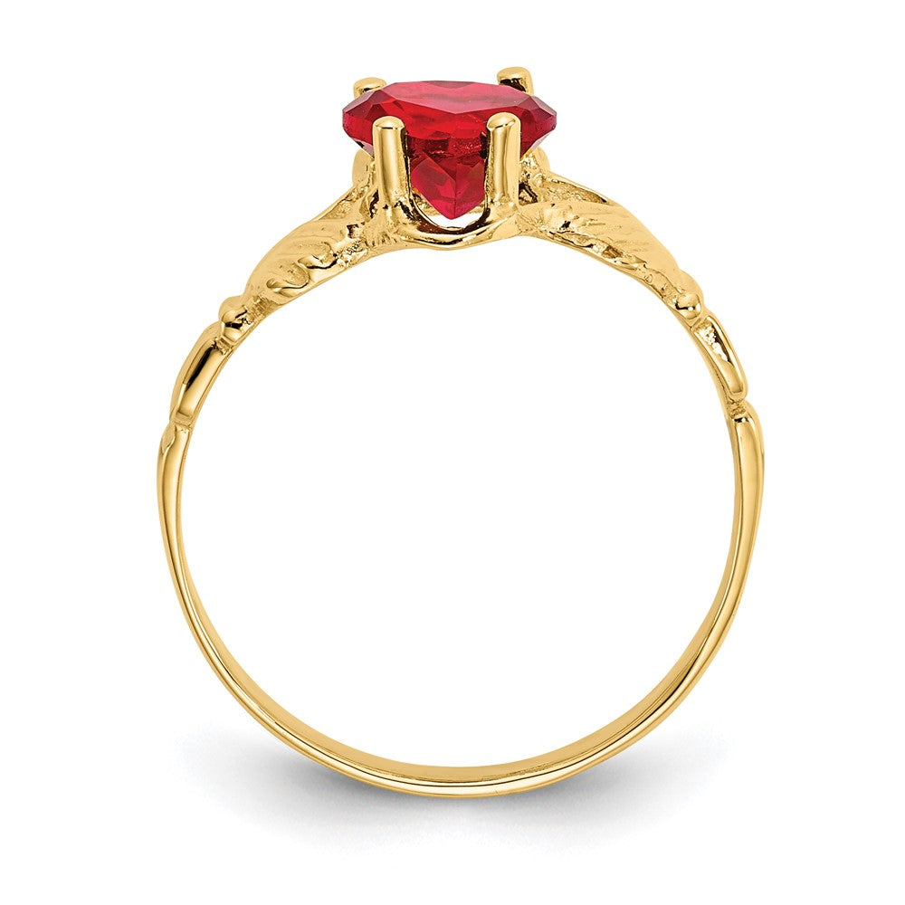 10K Gelbgold July Geburtsstein Claddagh Ring