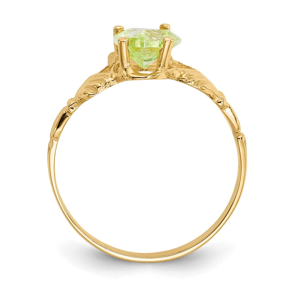10K Gelbgold August Geburtsstein Claddagh Ring