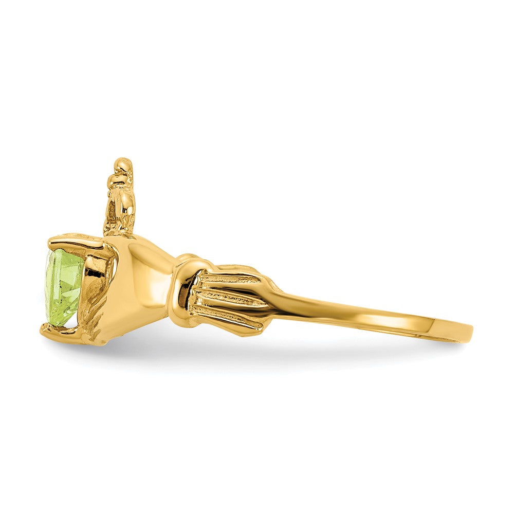 10K Gelbgold August Geburtsstein Claddagh Ring