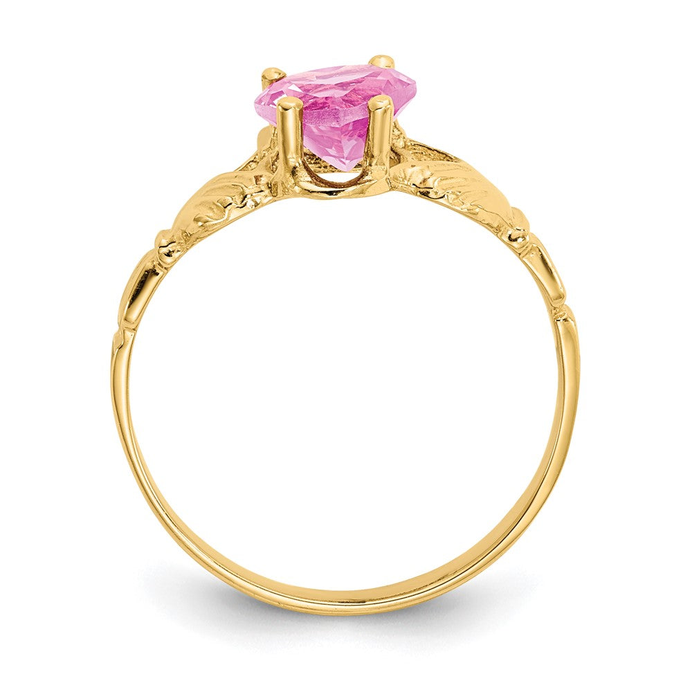 10K Gelbgold October Geburtsstein Claddagh Ring