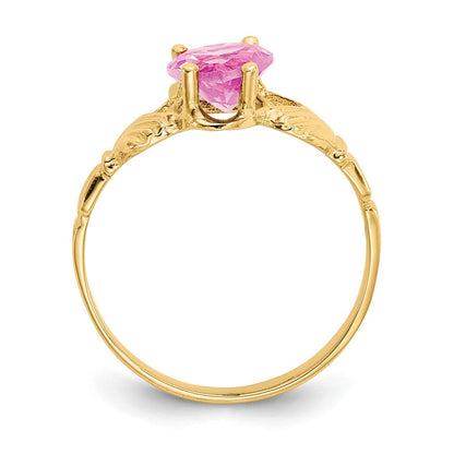 10K Gelbgold October Geburtsstein Claddagh Ring