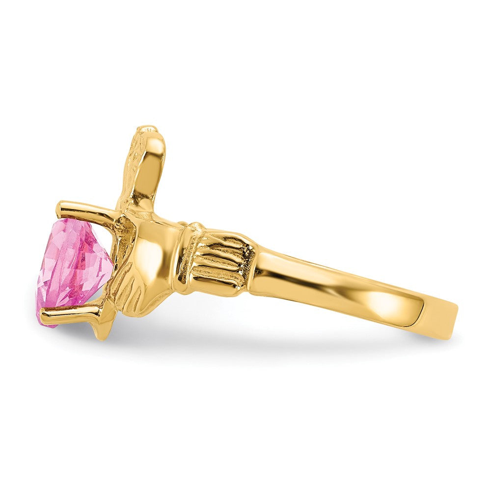 10K Gelbgold October Geburtsstein Claddagh Ring