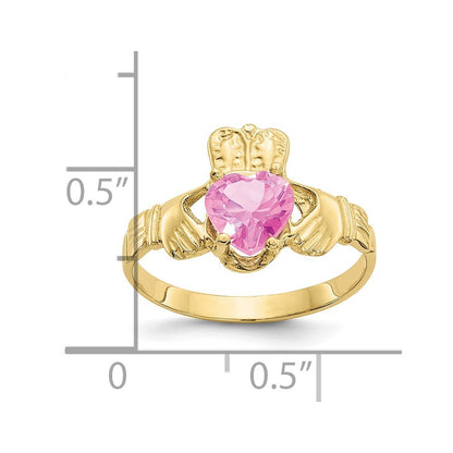 10K Gelbgold October Geburtsstein Claddagh Ring