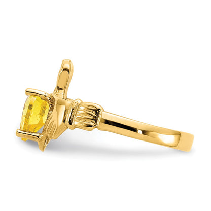 10K Gelbgold November Geburtsstein Claddagh Ring