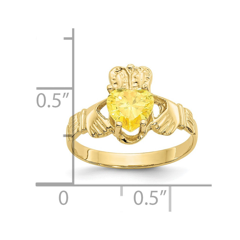 10K Gelbgold November Geburtsstein Claddagh Ring