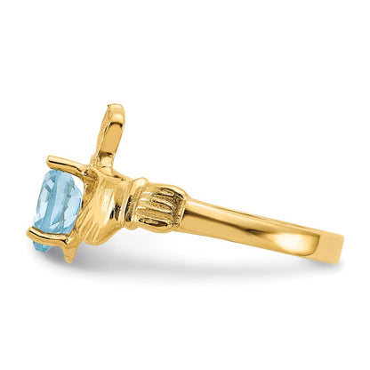 10K Gelbgold December Geburtsstein Claddagh Ring