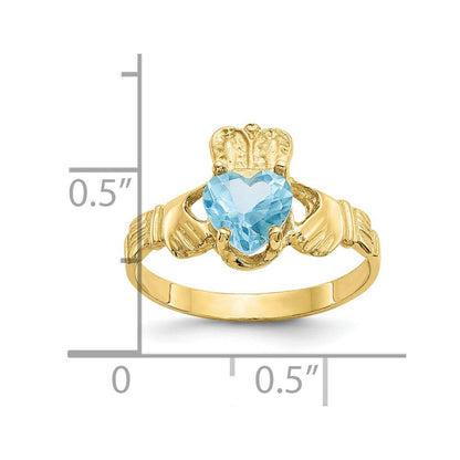 10K Gelbgold December Geburtsstein Claddagh Ring
