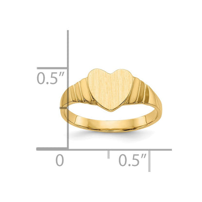 10K Gelbgold 10K Satiniert Kinder Herz Siegel Ring