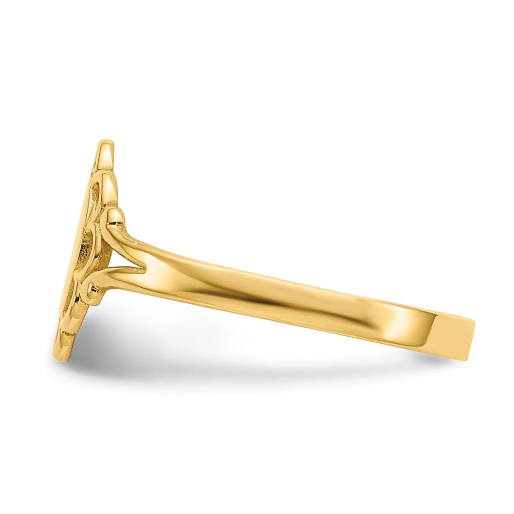 10K Gelbgold 10K Filigran Oval Poliert Mittig Kind Siegel Ring