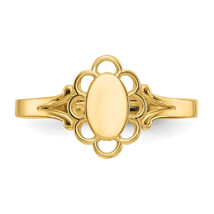 10K Gelbgold 10K Filigran Oval Poliert Mittig Kind Siegel Ring