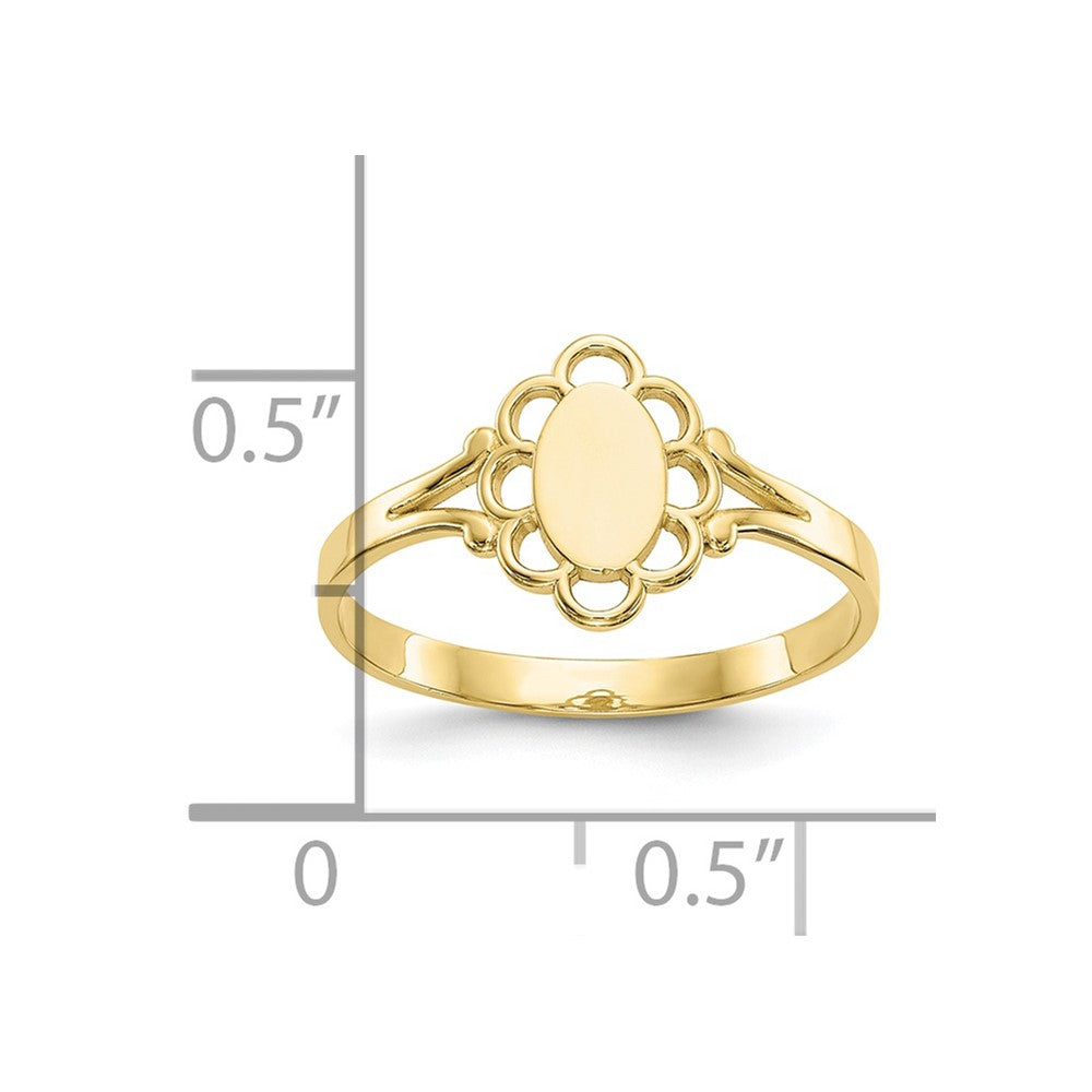 10K Gelbgold 10K Filigran Oval Poliert Mittig Kind Siegel Ring