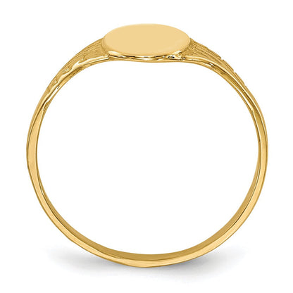 10K Gelbgold 10K Oval Poliert Kind Siegel Ring