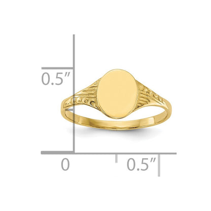 10K Gelbgold 10K Oval Poliert Kind Siegel Ring