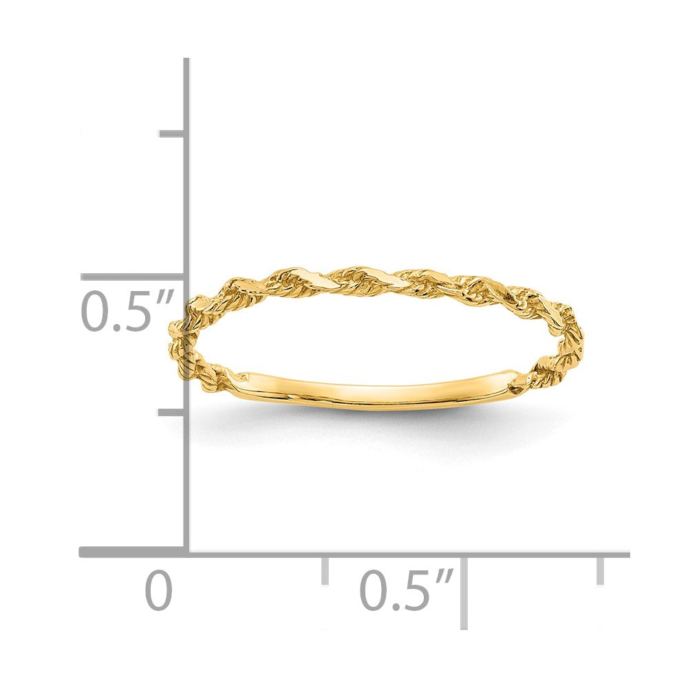 10K Gelbgold 10K Diamantiert Strukturiert Kordel Ring