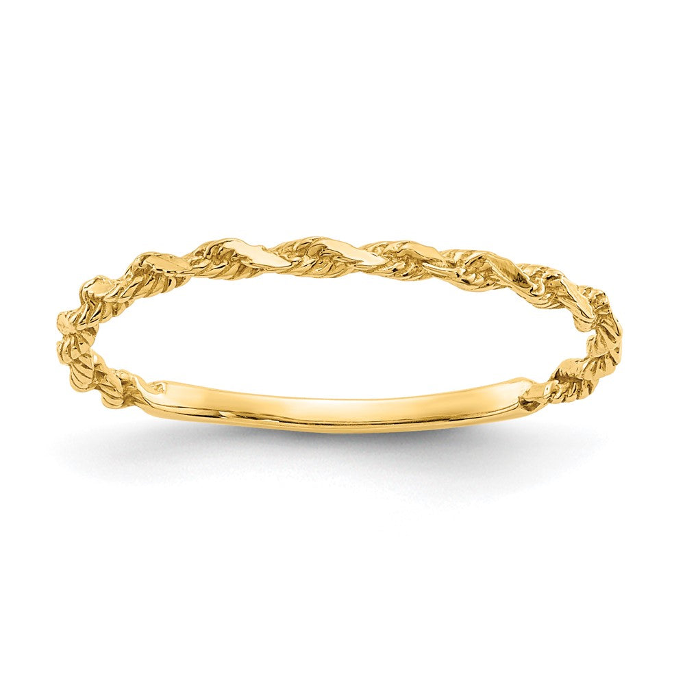 10K Gelbgold 10K Diamantiert Strukturiert Kordel Ring