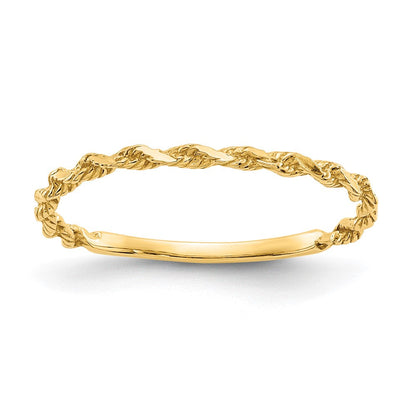 10K Gelbgold 10K Diamantiert Strukturiert Kordel Ring