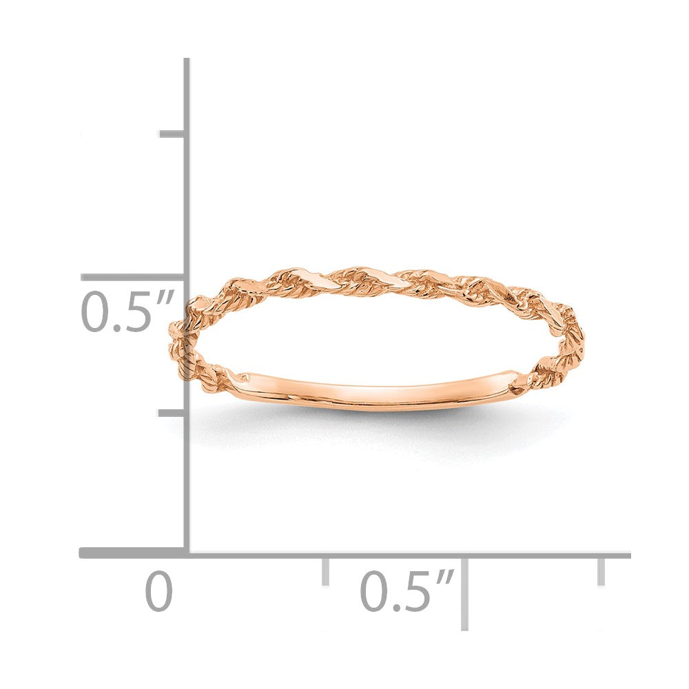 10K Roségold 10K Diamantiert Strukturiert Kordel Ring
