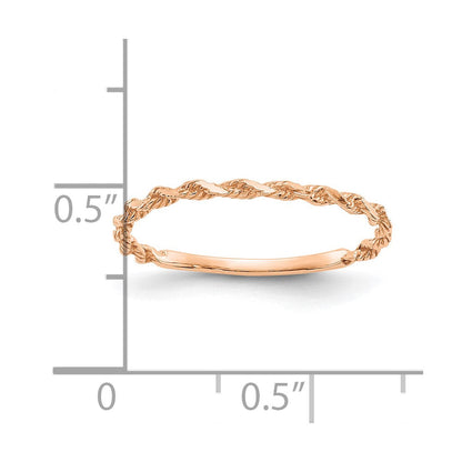 10K Roségold 10K Diamantiert Strukturiert Kordel Ring