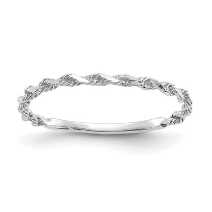 10K Weißgold 10kw Diamantiert Strukturiert Kordel Ring