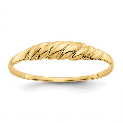 10K Gelbgold 10K Ridged Kuppel Ring