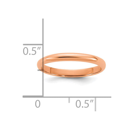 10K Roségold 2mm Halb-round Ring Größe 3 Baby / Kinder Ring