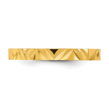 10K Gelbgold 10K Diamantiert Zig-zag Design 2mm Flach Ring Größe 3 Baby / Kinder Ring