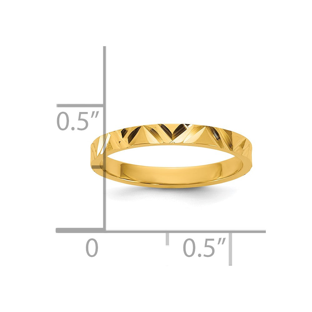 10K Gelbgold 10K Diamantiert Zig-zag Design 2mm Flach Ring Größe 3 Baby / Kinder Ring
