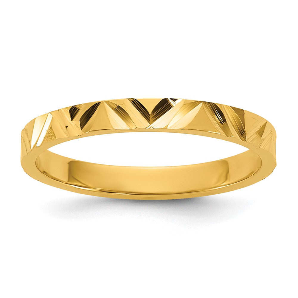 10K Gelbgold 10K Diamantiert Zig-zag Design 2mm Flach Ring Größe 3 Baby / Kinder Ring