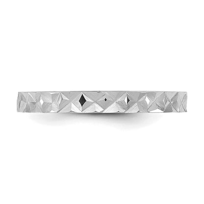 10K Weißgold 10K Diamantiert Design 2mm Flach Ring Größe 3 Baby / Kinder Ring