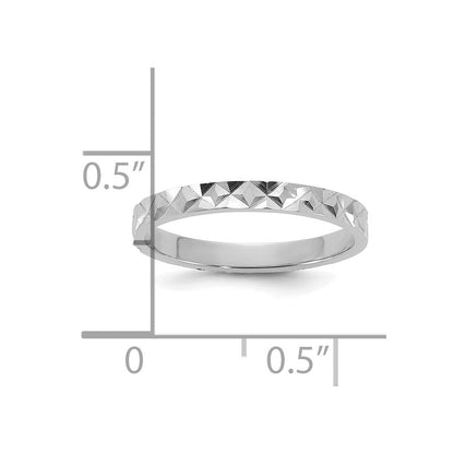 10K Weißgold 10K Diamantiert Design 2mm Flach Ring Größe 3 Baby / Kinder Ring
