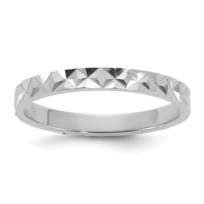 10K Weißgold 10K Diamantiert Design 2mm Flach Ring Größe 3 Baby / Kinder Ring