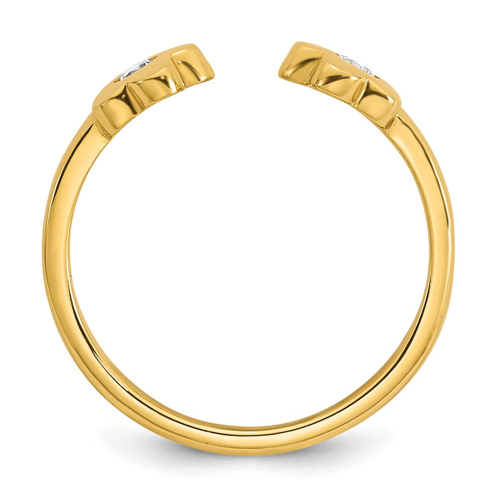 10K Gelbgold Poliert Zirkonia Blumen Zehenring