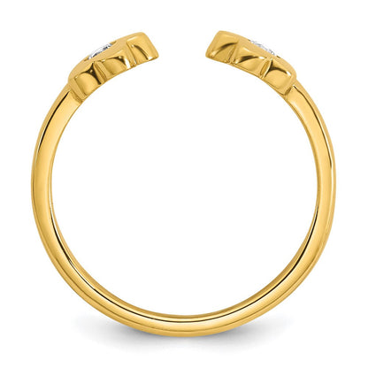 10K Gelbgold Poliert Zirkonia Blumen Zehenring