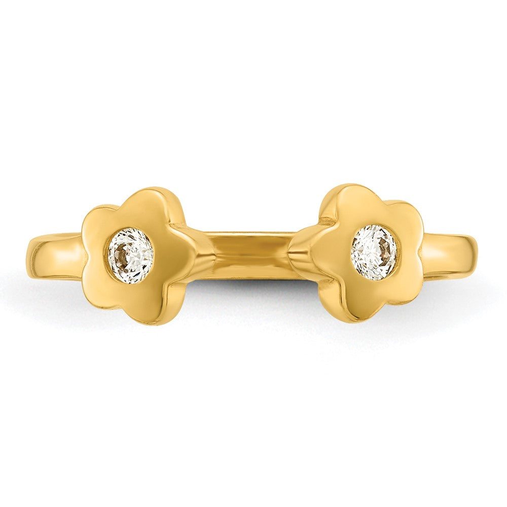 10K Gelbgold Poliert Zirkonia Blumen Zehenring