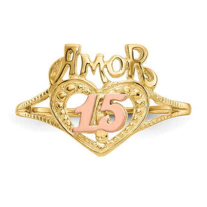 10K Bicolor Amor 15 Herz Ring