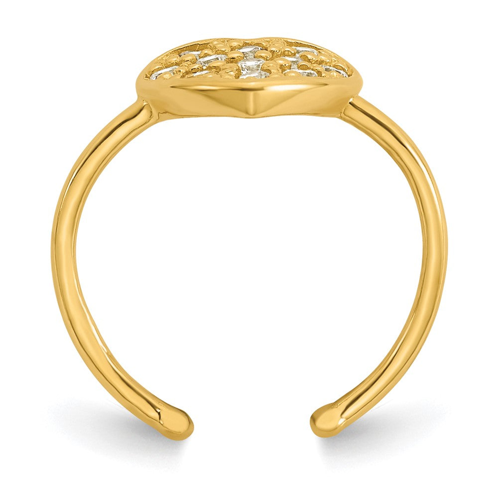 10K Gelbgold Poliert Pavé Zirkonia Herz Zehenring