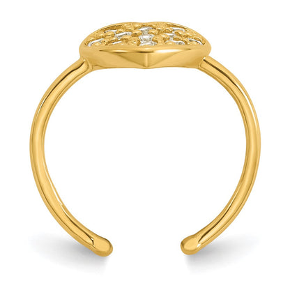 10K Gelbgold Poliert Pavé Zirkonia Herz Zehenring