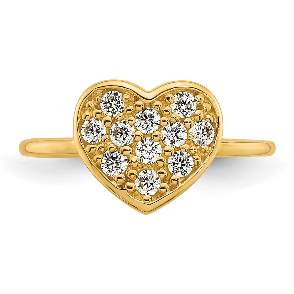 10K Gelbgold Poliert Pavé Zirkonia Herz Zehenring