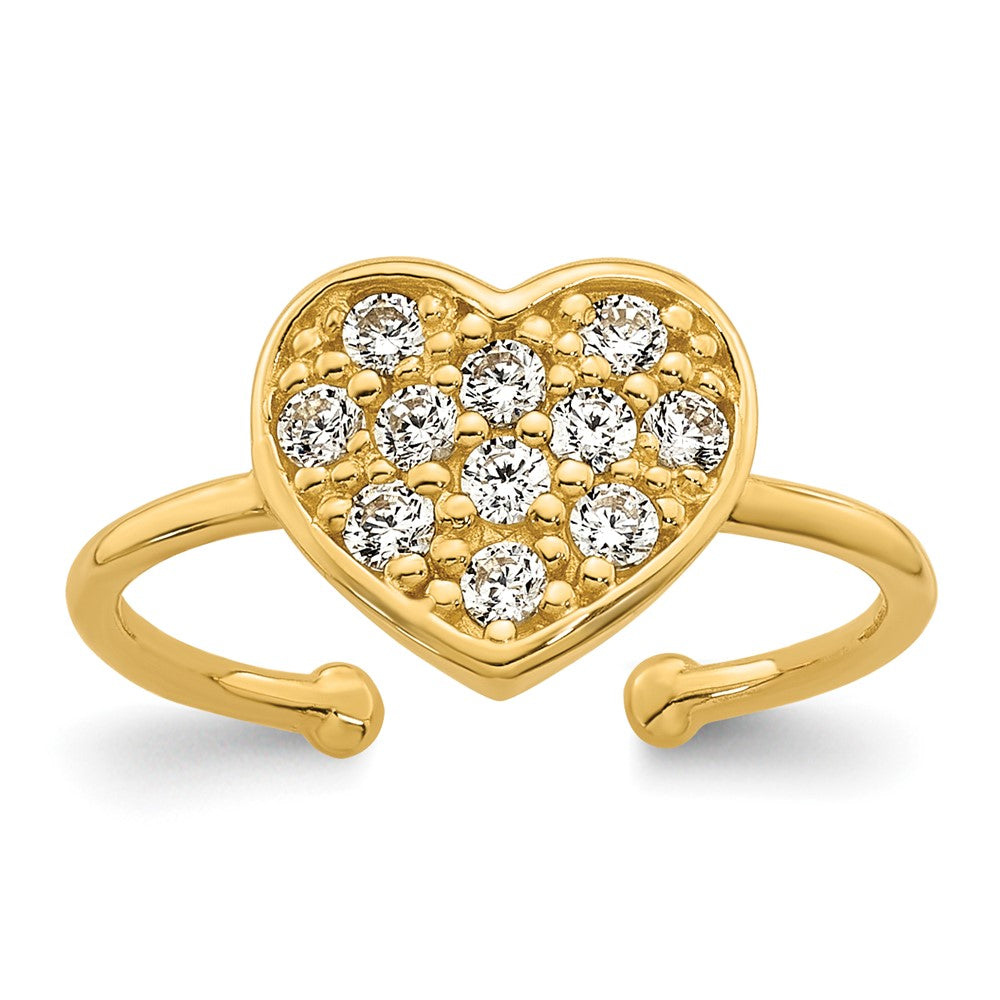 10K Gelbgold Poliert Pavé Zirkonia Herz Zehenring