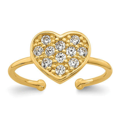10K Gelbgold Poliert Pavé Zirkonia Herz Zehenring